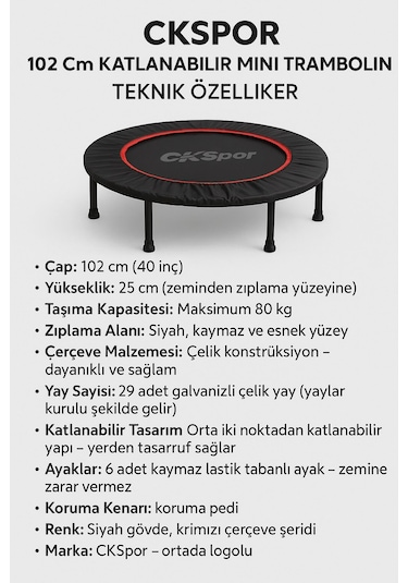 Ckspor 102 Cm 40 İnç Trambolin Katlanabilir Trambolin
