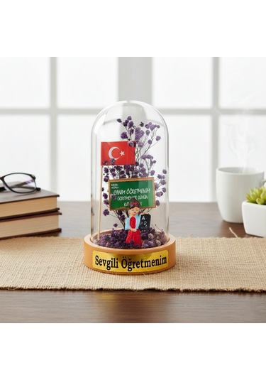 Türk Bayraklı Ters Fanus - Öğretmenler Günü Hediyesi