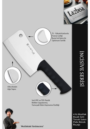 İncisive Serisi Mutfak Bıçak Seti Pizza Börek Kıyma Bıçağı Mft748