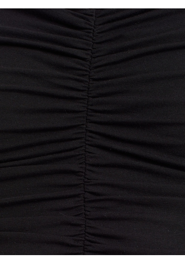 Dilvin 32089 Omuzları Açık Büzgülü Top-siyah Siyah