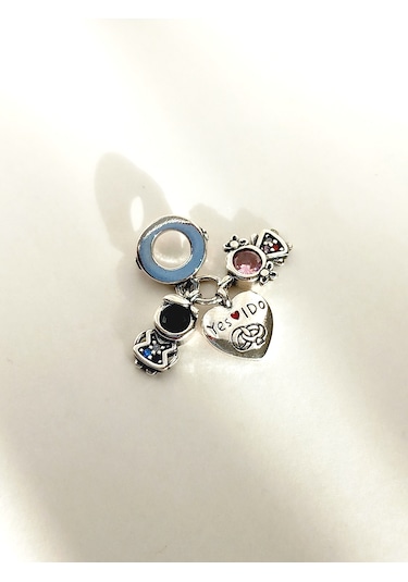 Gümüş Yes I Do Pan Tasarım Bileklik Uyumlu Kadın Charm 1