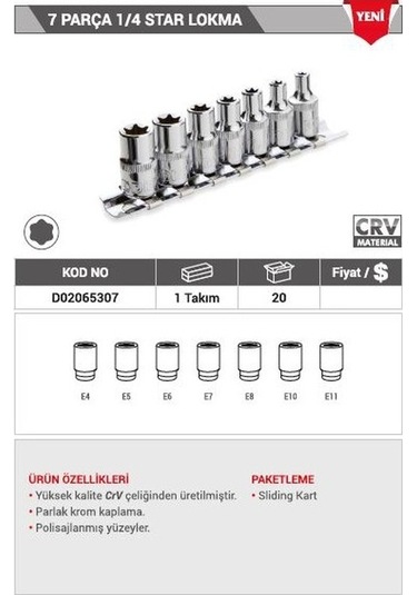 Dht 7 Parça 1/4 Star Torx Lokma Set D02065307