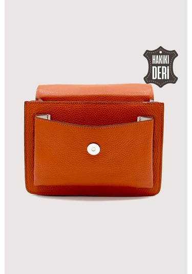 Hakiki Deri Kadın El Çantası Turuncu Smr9022 Turuncu