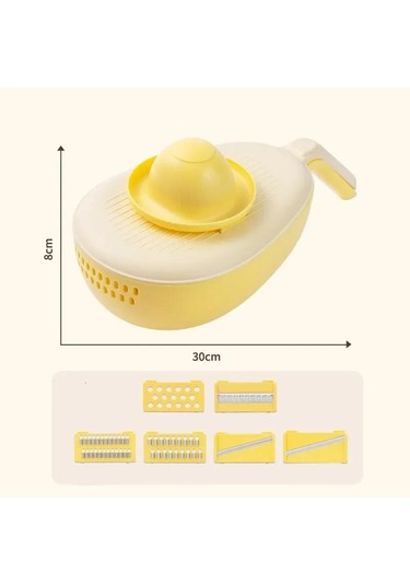 Altı-in-bir Çok Fonksiyonlu Mandolin Dilimleyici Patates İpek Rendesi Dilimleyici Sarı