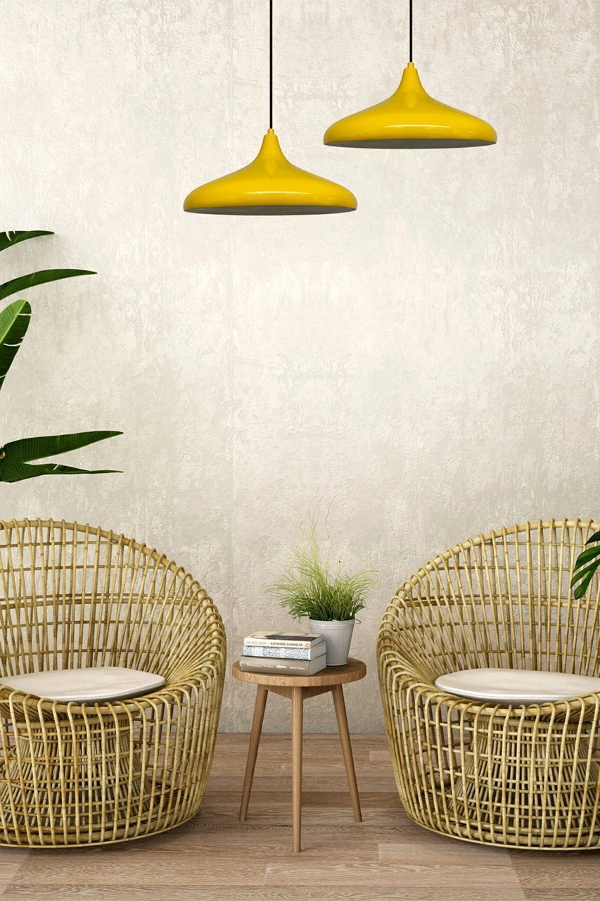 Champion Açık Sarı Tekli Avize Sarkıt Salon Mutfak Ofis Cafe Butik Lamba Aydınlatma Avizeler Açık Sarı