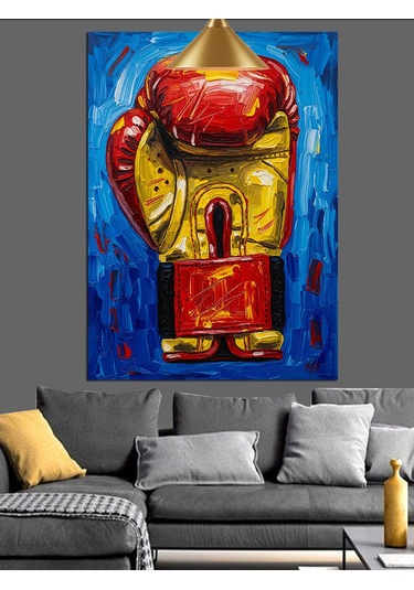 Kırmızı Tek Büyük Boks Eldiveni Dekoratif Kanvas - Mdf Ahşap Tablo