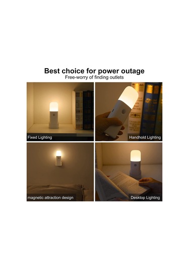 Neevoyu Usb Şarjlı Akıllı İnsan Algılama Led Gece Lambası - 5 Seviye Parlaklık Ayarlı, 6m Algılama Mesafesi, 2000mah Pil, Sarı Işık, Duvar & Masa Üstü Kullanıma Uygun