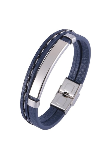 Çok Katmanlı Kombinasyon Aksesuar Paslanmaz Çelik Erkek Deri Bileklik Moda Erkek Takı Hiphop Rock Takı Siyah