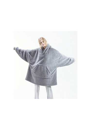 Mulberry Wellsoft Kapşonlu Giyilebilir Tv Battaniyesi Unise x Over Size - Gri