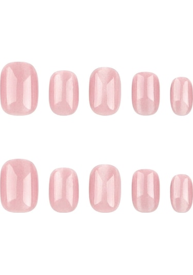 Kedi Göz Oval Takma Tırnak Seti 24 Adet - Pembe