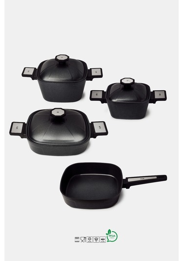 Brett 7 Parça Tencere Seti Siyah Siyah
