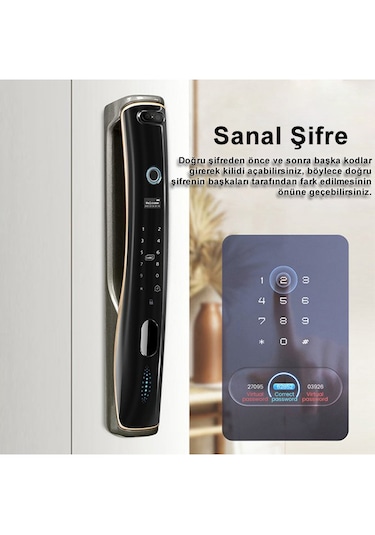 Akıllı Kilit Yüz Tanıma, Parmak İzi, Şifre, Uygulama, Kart, Nfc