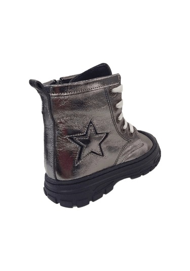 Ortopedikal 1001 Ridente Platin Yıldızlı Patik Kız Çocuk Bot % 100 Deri Bağcık Ve Fermuarlı Platin