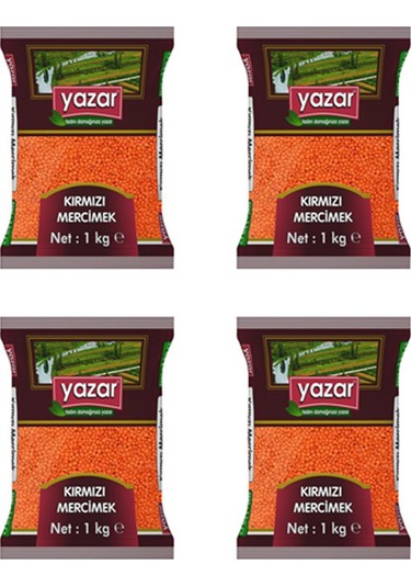 Yazar Yerli Kırmızı Mercimek 4 x 1 KG