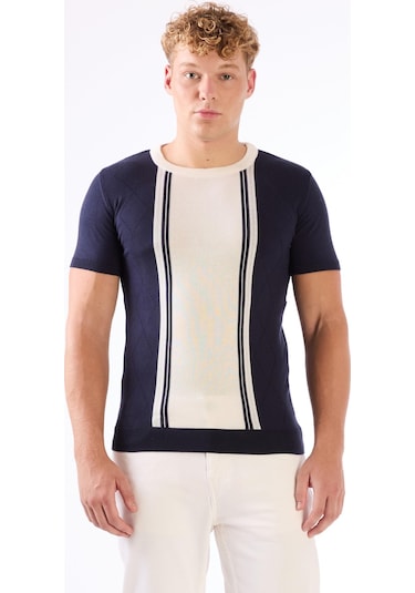 Dufy O Yaka Triko Tshirt Lacivert