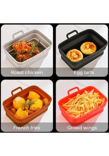 Kahverengi Katlanabilir Fırın Tavası Silikon Hava Fritöz Mikrodalga Fırın Gıda Sınıfı Özel Dikdörtgen Fritöz Fırın Tavası Saklaması Kolay Kahverengi