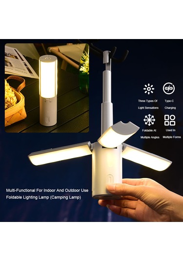 Teltree Kampanya Katlanabilir Çok Amaçlı Kamp Lambası - 4000mah Pil, Taşınabilir Ve Asılabilir Beyaz