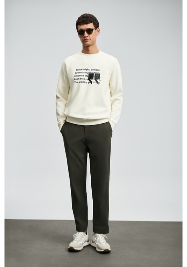 Lufian 112030174 Shadow Erkek Sweatshirt Beyaz