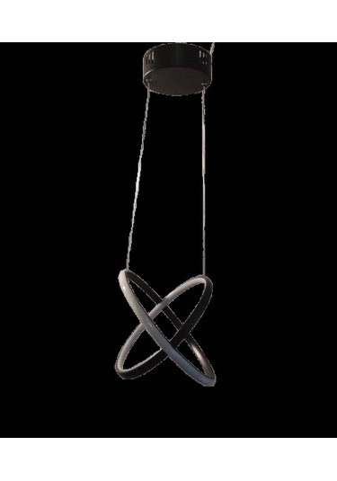 Dmr Çapraz Çift Halka Sarkıt Led Avize Siyah Kasa Üç Renk 6500k/4000k/3000k Beyaz Ilık/beyaz/sarı Çok Renkli