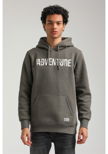 Kapüşonlu Haki Slim Fit Hoodie 23fwm64047-haki Haki