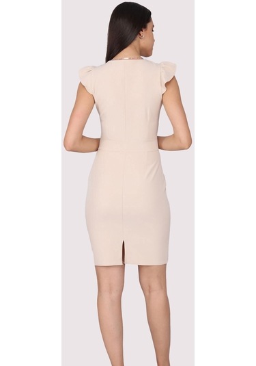 Kadın V Yaka Omuz Detaylı Kısa Elbise 4328/95 001