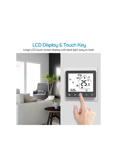 Ranyeek Bac-002alw Wi-fi Klima Termostati, Dış Siyah İç Beyaz, Ntc Sensörlü, 5-35 C Ayar Aralığı, Pil Dahil Değil