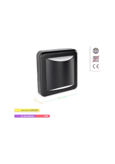 ACK 4W LED Duvar Apliği 3000K Günışığı Dekoratif Duvar AH07-05101 Siyah