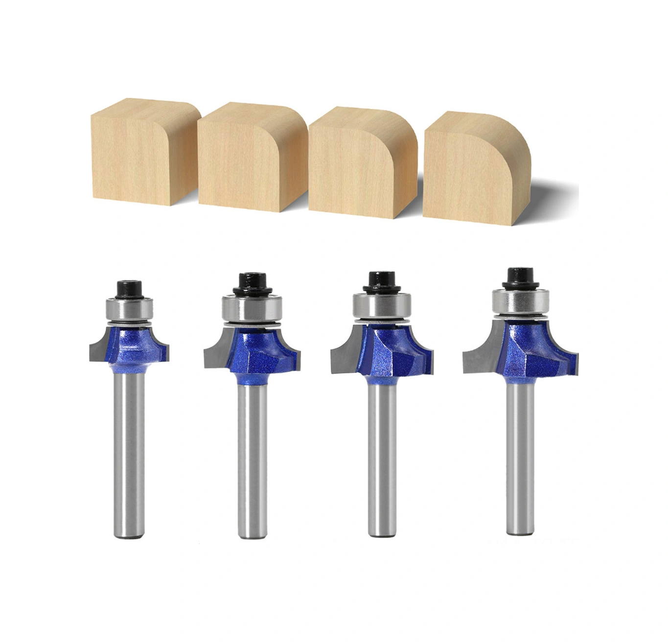 Skycity Ahşap İşleme İçin Profesyonel Dereceli Yuvarlak Uçlu Freze Takımı - 4 Adet R Köşe Aşındırıcı, Keskin Ve Hassas Kesimler, 6 Adet Uç