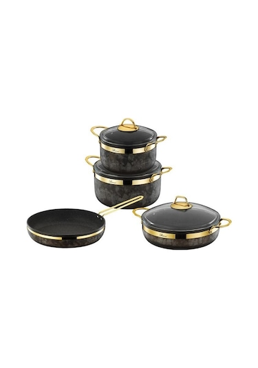 Brioni Royal Stone 7 Parça Tencere Seti Altın