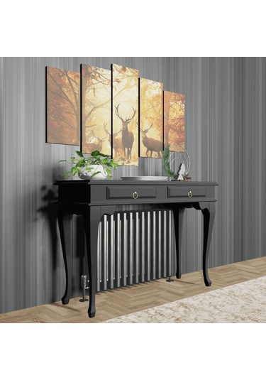 Roys Ahşap 120 Cm Siyah Çekmeceli Petek Üstü Yüksek  Dresuar Siyah