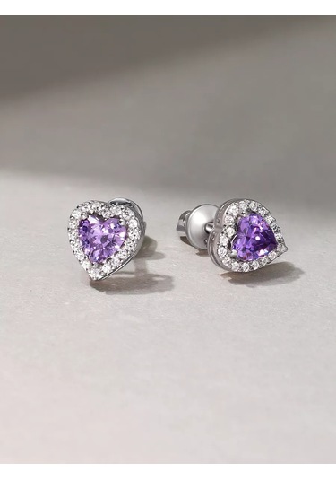 Gold Plaza Jewelry 925 Ayar Gümüş Kalp Şekilli Pırlanta Küpe 221582236 Diğer