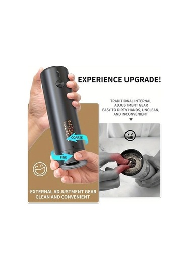 Trendooze Gaojunshop01 Şarj Edilebilir Biber Değirmeni - 2 Adet Beyaz Ayarlanabilir Değirmen + Saklama Tabanı Beyaz