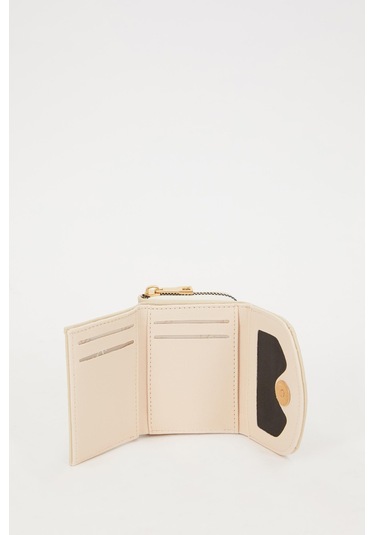 Krem Kabartma Desen Cüzdan Krem