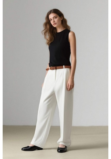 DeFacto Carrot Fit Gabardin Kumaş Pantolon Kemerli Yüksek Bel Kısa Paça D2732AX25SPWT32 DeFacto Carrot Fit Gabardin Kumaş Pantolon Kemerli Yüksek Bel Kısa Paça D2732AX25SPWT32