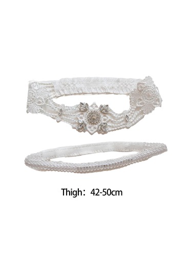 Suntek Parti Sahne Kadınlar Için Rhinestones Ile 2 Adet 42-50cm Beyaz