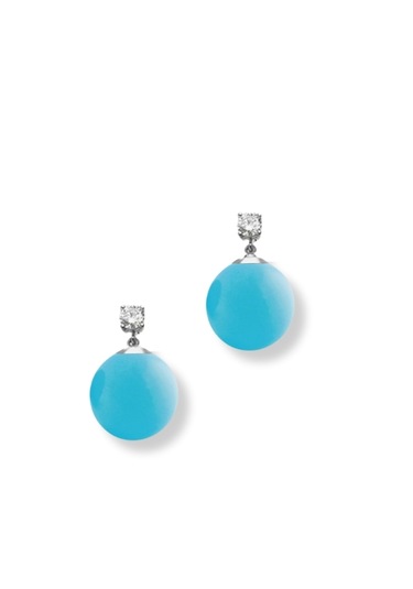 Işıltılı Turkuaz Taşlı Vidalı Gümüş Küpe