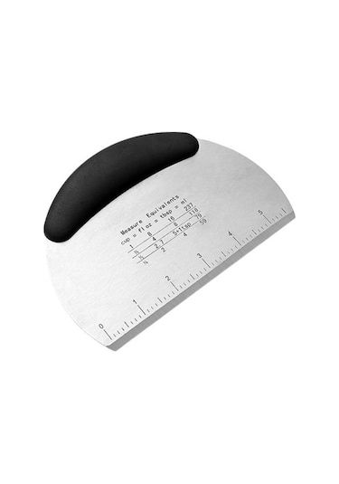 Siyah Hamur Kesici Paslanmaz Çelik Tezgah Kazıyıcı Çift Ölçekli Tasarım Kaymaz Sap Ev İçin Hamur Kesici Alet