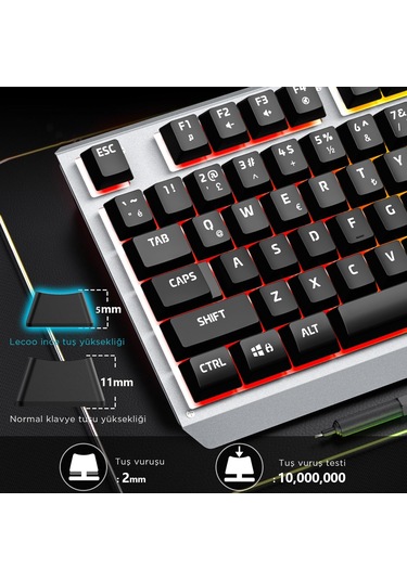 Lecoo KB121 Kablolu Rainbow Membran Oyuncu Klavyesi