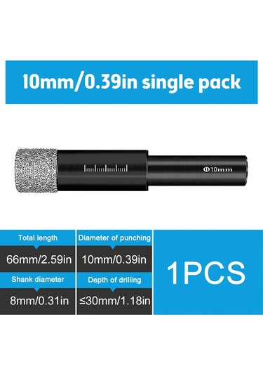 Yunboo 10mm Porselen, Granit, Cam İçin Kuru Delme Aleti - Elmat, Açı Taşlama Uyumlu Elmas Lehimli Delik Açıcı