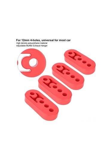 Ximistore9 4 Adet Kırmızı Universal 12mm 4 Delikli Poliüretan Egzos Sönümleyici - Titreşim Ve Gürültü Azaltıcı, Ayarlanabilir