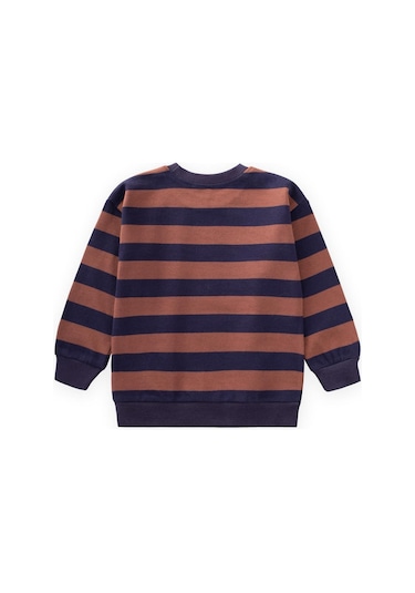 Cigit Çizgili Triko Sweatshırt 2-12 Yaş Lacivert Kahve Lacivert Kahve