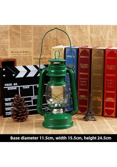 Yunboo Yeşil Vintage Demir Cam Feneri, Nostaljik Ev Dekoru, Çadır Yemeği Ve Dış Mekan Aktivitesi Için Taşınabilir Alet Yeşil