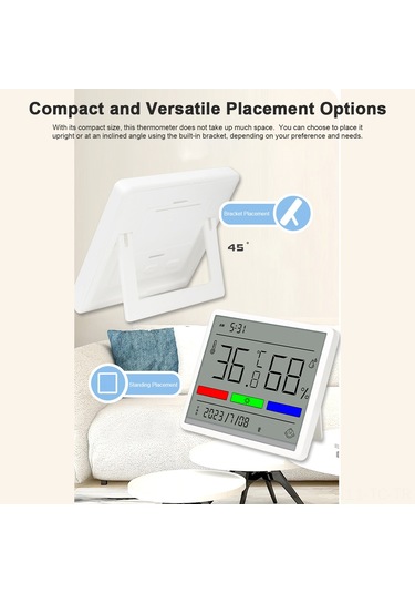 Skycity Beyaz Evcil Dijital Sicaklık Nem Ölçer, Büyük Ekran, Zaman/tarih Gösterimi, Hassas Sensör, Pil İçerir Cr2032