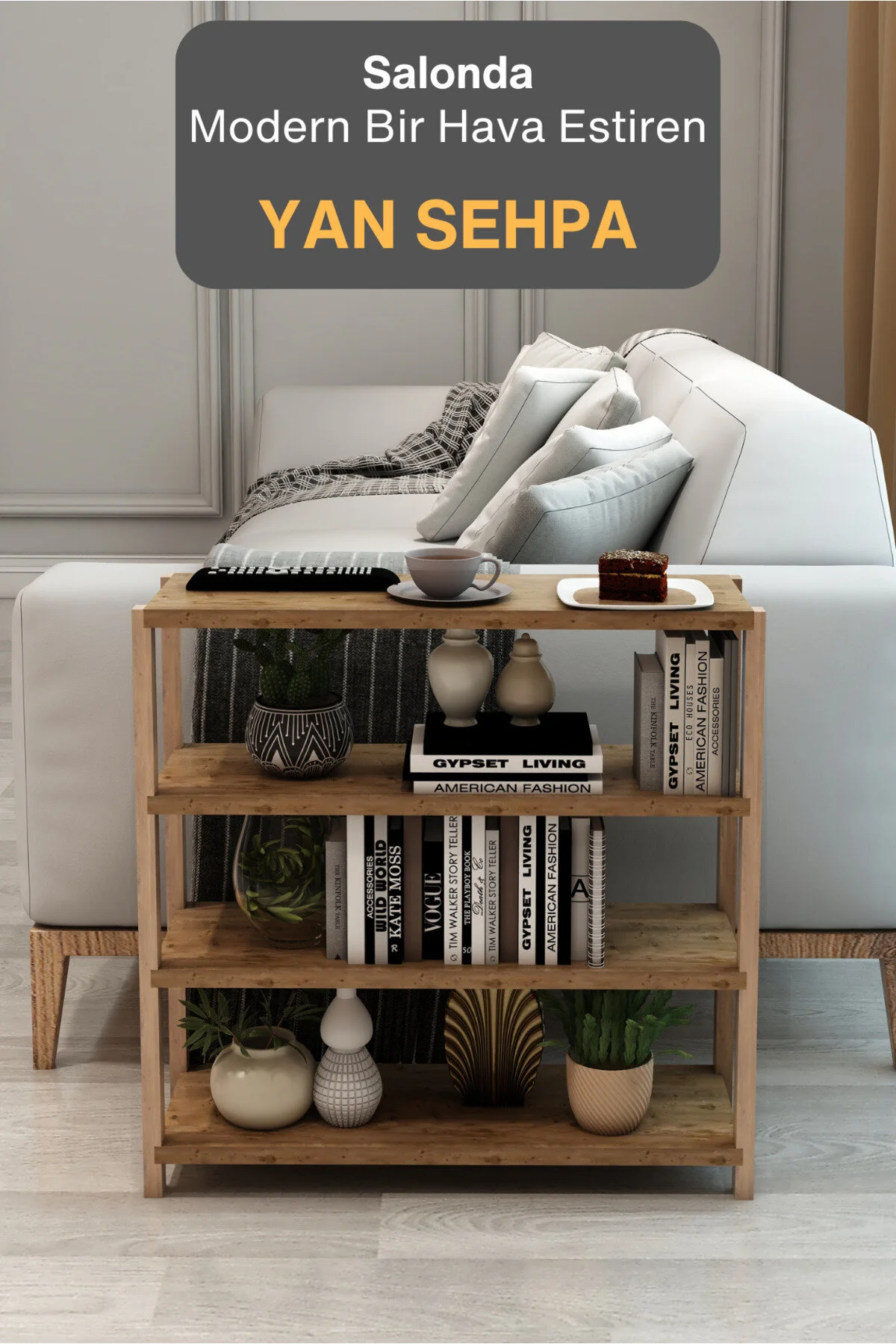 Helsa 4 Raflı Ahşap Ayakkabılık -çok Amaçlı Dekoratif Raf, Organizer - Demonte Ve Kolay Montaj Atlantik Çam