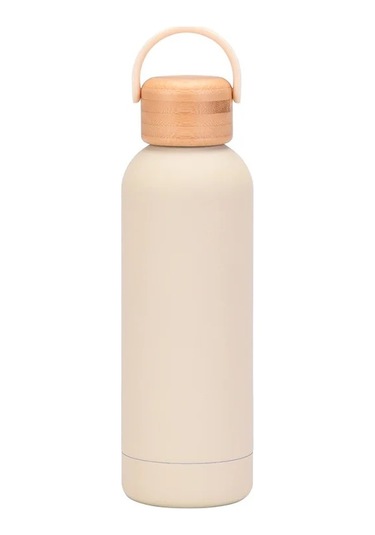 500 Ml Taşınabilir Saplı Paslanmaz Çelik Spor Termos Bej