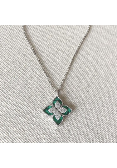 Yonca Mineli İkili Çelik Kolye Çok renkli