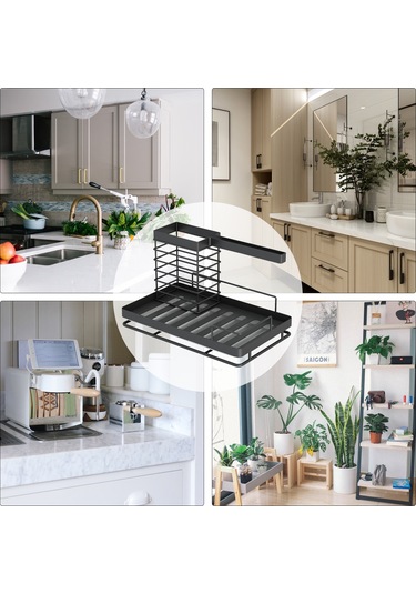 Maiyame Banyo Mutfak Çöp Sepeti: Demir Paslanmaz Çelik Sulama Organizer, Su Toplama Tablası İle Çok Fonksiyonlu Sulama Rafı Siyah Siyah