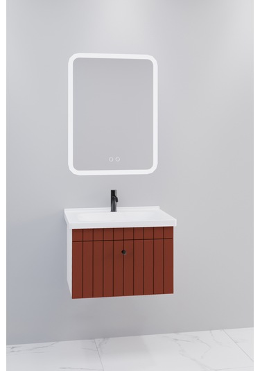 Alice 65 Cm Banyo Dolabı Cmr Led Aynalı Kiremit - Boy Dolap Hariç Kiremit