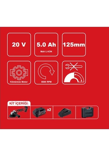 Attlas Pro ATBL 18 AG-502C 20v 5.0 Ah Kömürsüz Akülü Taşlama - A0104068