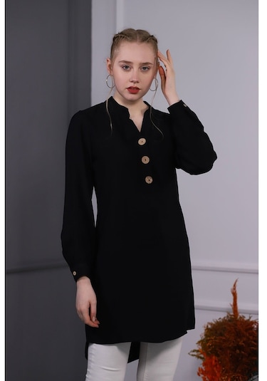 Gabria Kadın Düğmeli Tunik Siyah